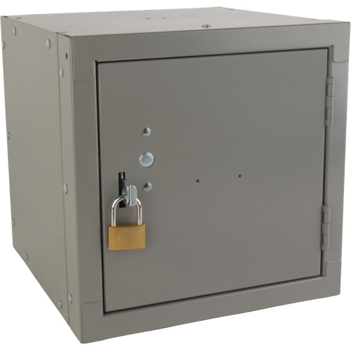 Stackable Cube Locker, 12" x 12" x 12", Steel, Grey, Knocked Down Distribution Élite MP