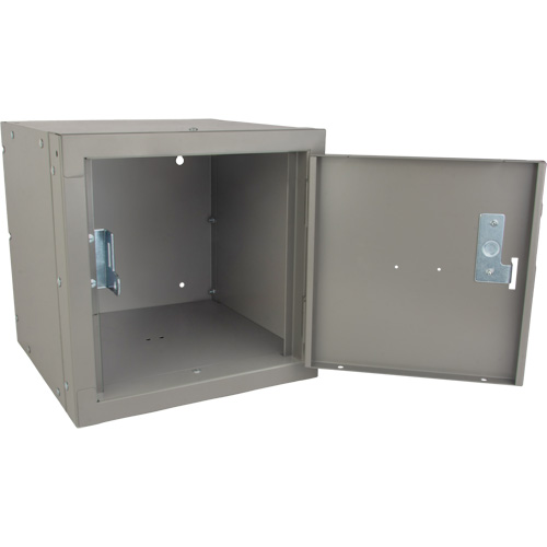Stackable Cube Locker, 12" x 12" x 12", Steel, Grey, Knocked Down Distribution Élite MP