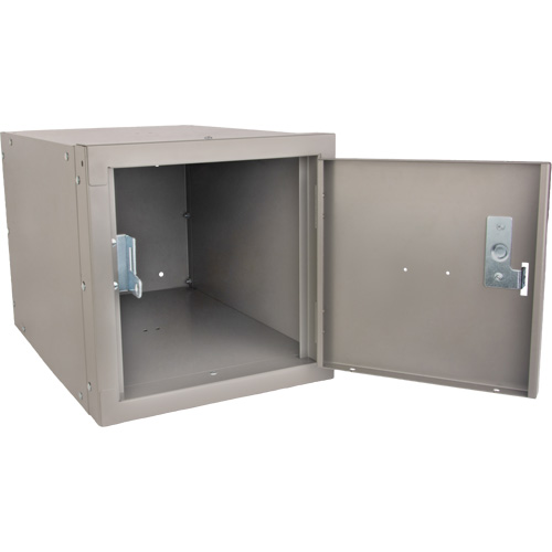 Stackable Cube Locker, 12" x 18" x 12", Steel, Grey, Knocked Down Distribution Élite MP