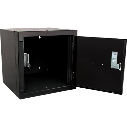 Stackable Cube Locker, 12" x 12" x 12", Steel, Black, Knocked Down Distribution Élite MP