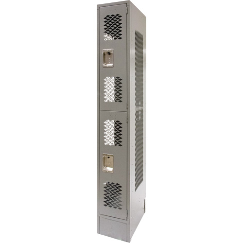 Vented Lockers, 2 -tier, 12" x 18" x 78", Steel, Grey, Knocked Down, Perforated Distribution Élite MP