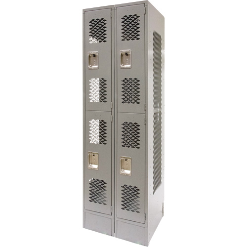 Casiers ventil&eacute;s, 2 niveaux, Bloc de 2, 24" x 18" x 78", Acier, Gris, D&eacute;mont&eacute;, Perfor&eacute; Distribution Élite MP