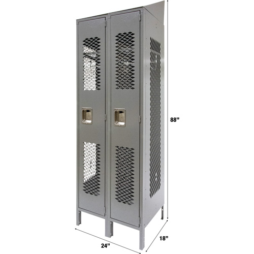 Casiers ventil&eacute;s, Bloc de 2, 24" x 18" x 88", Acier, Gris, D&eacute;mont&eacute;, Perfor&eacute; Distribution Élite MP