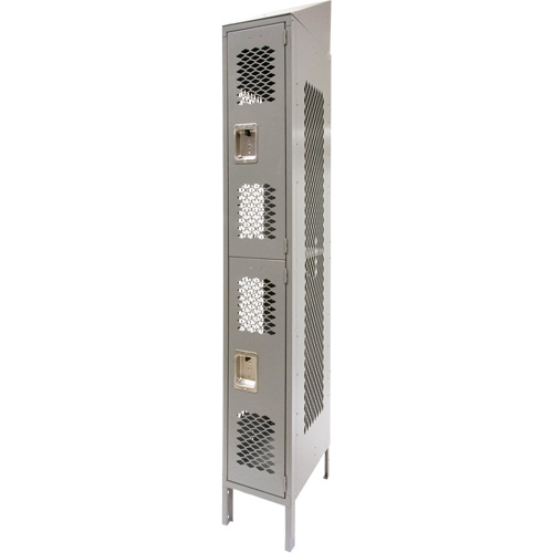Casiers ventil&eacute;s, 2 niveaux, 12" x 18" x 88", Acier, Gris, D&eacute;mont&eacute;, Perfor&eacute; Distribution Élite MP