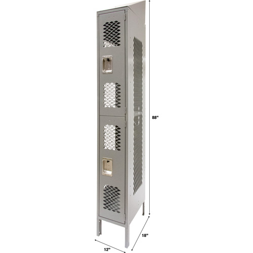 Casiers ventil&eacute;s, 2 niveaux, 12" x 18" x 88", Acier, Gris, D&eacute;mont&eacute;, Perfor&eacute; Distribution Élite MP