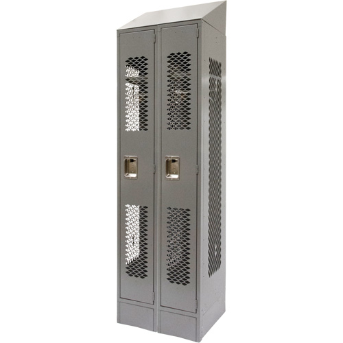 Vented Lockers, Bank of 2, 24" x 18" x 88", Steel, Grey, Knocked Down, Perforated Distribution Élite MP