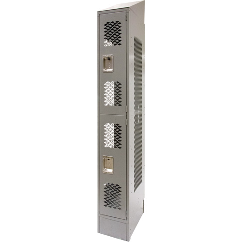 Vented Lockers, 2 -tier, 12" x 18" x 88", Steel, Grey, Knocked Down, Perforated Distribution Élite MP