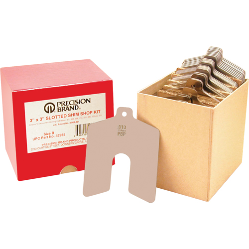 Slotted Shim Assortments, 5" L x 0.001"- 0.075" Thickness, 5" W, Stainless Steel Distribution Élite MP