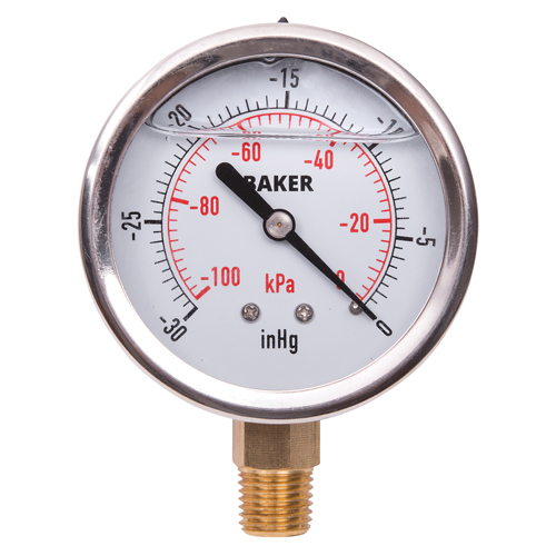 Manom&egrave;tres,  2-1/2", 30" Hg-0" Vac, Fixation inf&eacute;rieure, Analogique rempli de liquide Distribution Élite MP