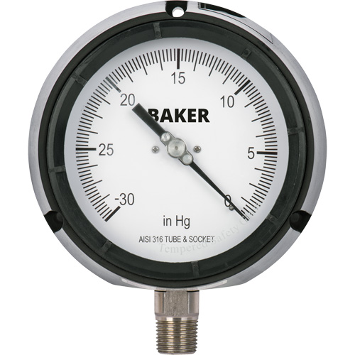Pressure Gauge, 4-1/2" , 30" 0 Hg Vac., Bottom Mount, Liquid Filled Analogue Distribution Élite MP