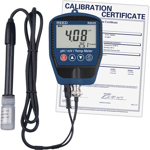 pH/mV Meter with Temperature with Calibration Certificate Distribution Élite MP