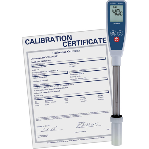 Long Stem pH Meter with Traceable Certificate Distribution Élite MP