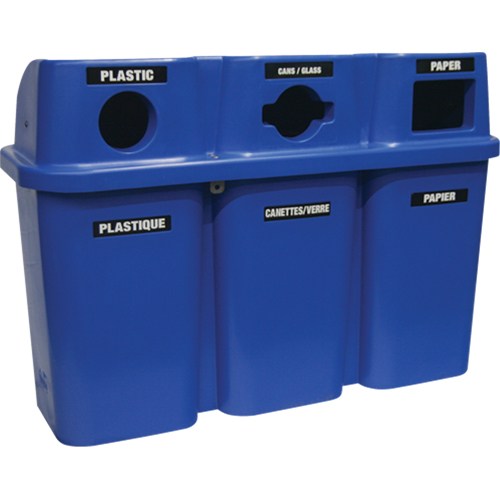 Contenants de recyclage Bullseye, Bord de rue, Plastique, 3 x 22 gal. US Distribution Élite MP