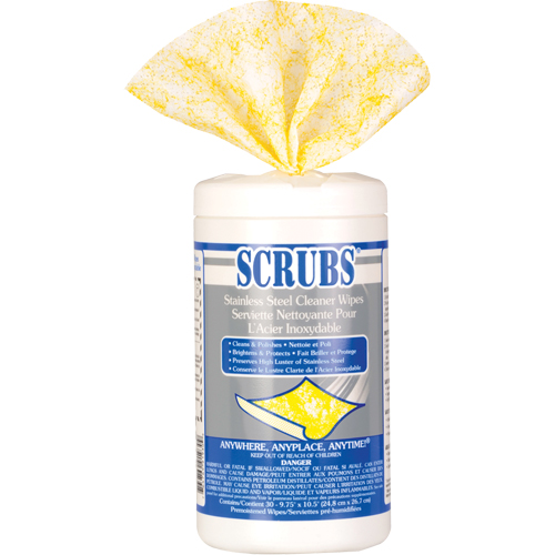 Lingettes nettoyantes pour l'acier inoxydable, 30 lingettes, 10-1/2" x 9-3/4" Distribution Élite MP
