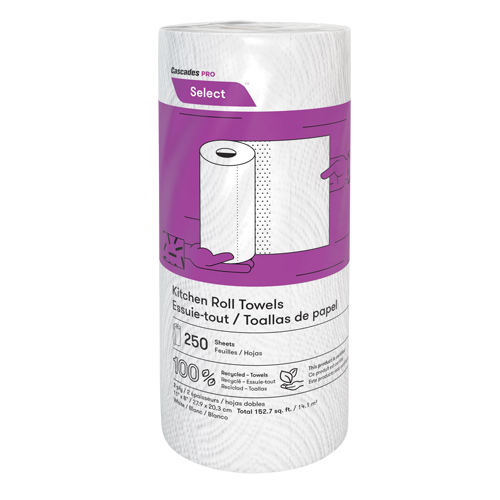 Pro Select Kitchen Towel Roll, 2 Ply, 250 Sheets/Roll, 8" W, 11" L Distribution Élite MP