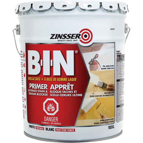 B-I-N&reg; Shellac-Base Sealer Primer, 18.9 L, Pail, Tintable White Distribution Élite MP