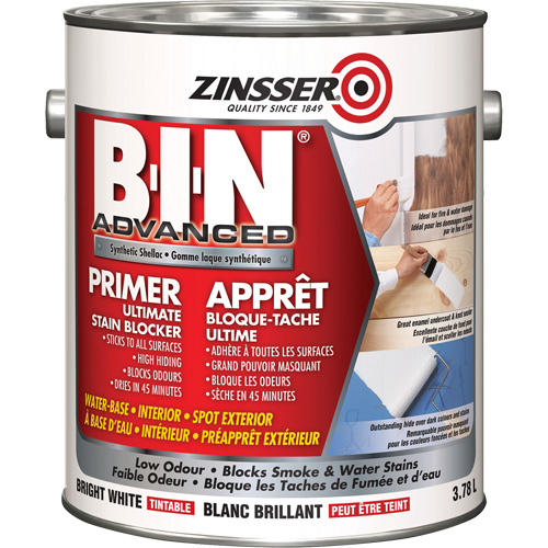 Appr&ecirc;t avanc&eacute; &agrave; base de gomme-laque synth&eacute;tique B-I-N, 3,78 L, Gallon, Blanc brillant teintable Distribution Élite MP
