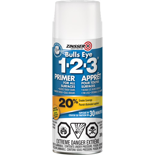 Bulls Eye 1-2-3&reg; Water-Base Primer, Aerosol Can, White Distribution Élite MP
