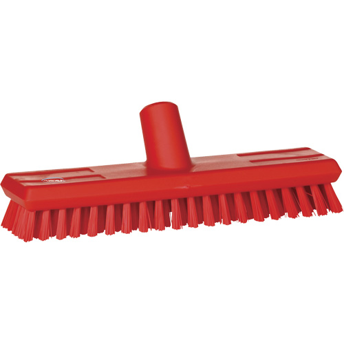 Brosse lave-pont aliment&eacute;e en eau, Crins Extra-ferme, 10-3/4", Polyester, Rouge Distribution Élite MP