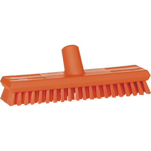 Brosse lave-pont aliment&eacute;e en eau, Crins Extra-ferme, 10-3/4", Polyester, Orange Distribution Élite MP