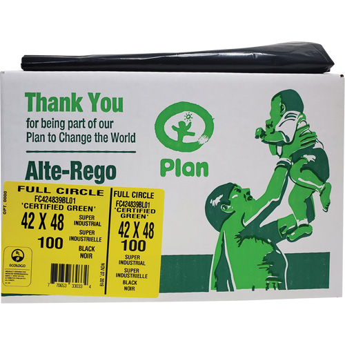 Full Circle Super Industrial Garbage Bags, Biodegradable, X-Strong, 48" L x 42" W, 1.5 mils Thick Distribution Élite MP