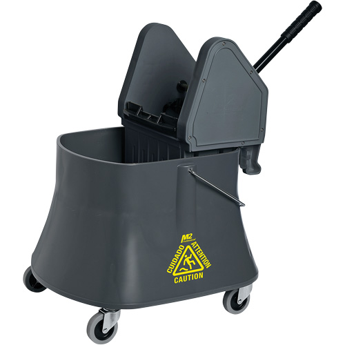 Ensemble de seau pour vadrouille et essoreuse Champ, Pression vers le bas, 10 gal. US (40 pintes), Gris Distribution Élite MP