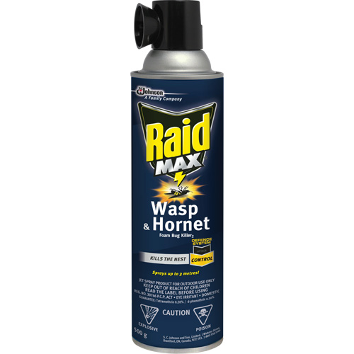 Mousse insecticide contre les gu&ecirc;pes et les frelons Raid Max, 500 g, Canette a&eacute;rosol, &agrave; base de solvant Distribution Élite MP