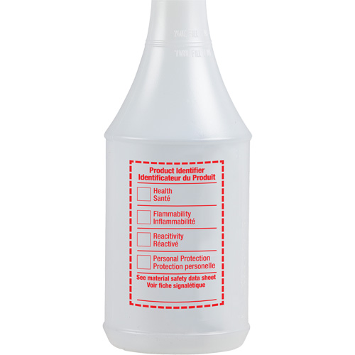 Bouteille &agrave; pulv&eacute;risateur ronde avec &eacute;tiquette SIMDUT, 24 oz Distribution Élite MP