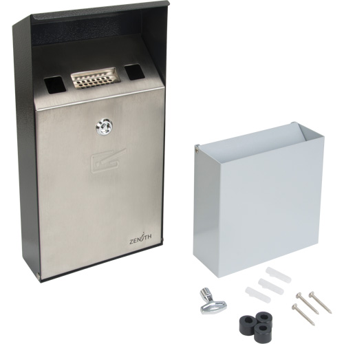 Cendrier, Montage mural, Acier inoxydable, Capacit&eacute; 1 Litre, Hauteur 11-4/5" Distribution Élite MP