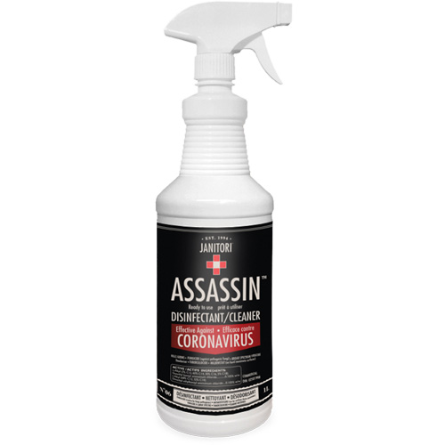 Nettoyant d&eacute;sinfectant pr&ecirc;t &agrave; l'emploi Janitori Assassin, 1 L, Bouteille &agrave; g&acirc;chette Distribution Élite MP