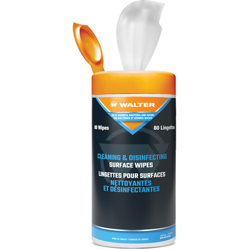 Lingettes pour le nettoyage, d&eacute;sinfection et d&eacute;graissage de surfaces, 12" x 5,5", 80 lingettes Distribution Élite MP