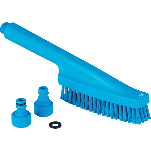 Brosse &agrave; main avec circulation d'eau, Soies Ferme, Longueur de 13", Bleu Distribution Élite MP