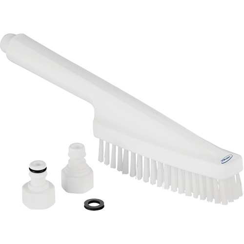 Brosse &agrave; main avec circulation d'eau, Soies Ferme, Longueur de 13", Blanc Distribution Élite MP