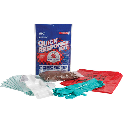 Hazwik&reg; Quick Response Spill Kit for Bodily Fluids, Biohazard, Bag, 0.49 US gal. Absorbancy Distribution Élite MP