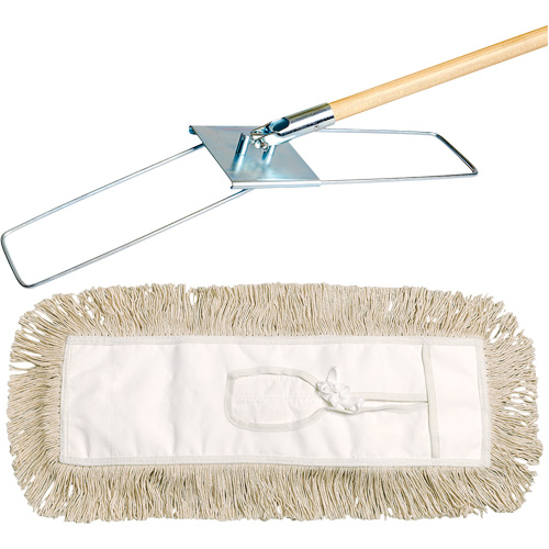 Break-Ezy Dust Mop System, Tie-On Style, Cotton, 48" L x 3-1/2" W Distribution Élite MP
