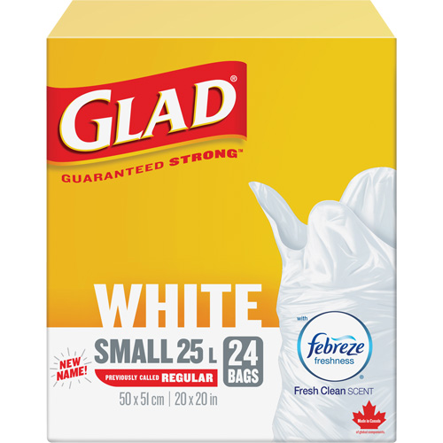 Small 25L Febreze Garbage Bags, Regular, 20" W x 20" L, White Distribution Élite MP