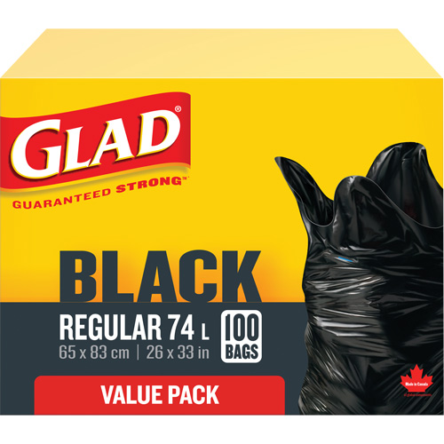 74L Garbage Bags, Regular, 26" W x 33" L, Black Distribution Élite MP