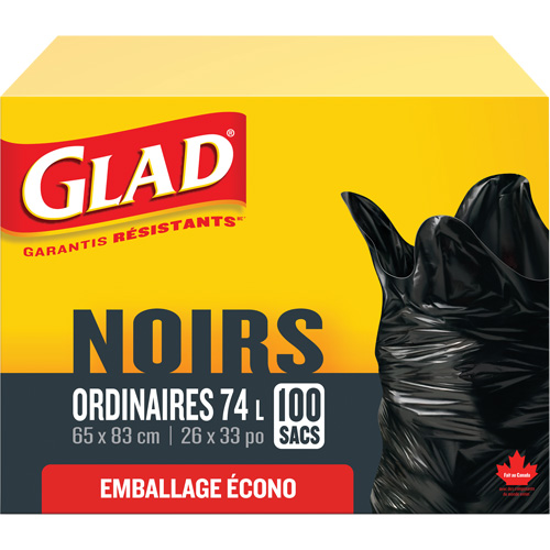 74L Garbage Bags, Regular, 26" W x 33" L, Black Distribution Élite MP