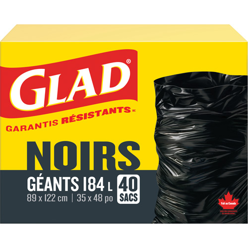Sacs &agrave; ordures 184 L, R&eacute;gulier, 35" la x 48" lo, Noir Distribution Élite MP