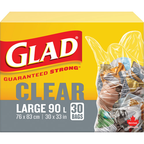 90L Garbage Bags, Regular, 30" W x 33" L, Clear Distribution Élite MP