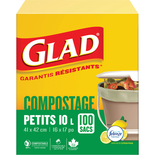 Petits sacs de compostage, R&eacute;gulier, 17" lo x 16" la, Brun, Capacit&eacute; de 10 L (3 gal.) Distribution Élite MP