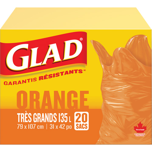 135L Garbage Bags, Regular, 31" W x 42" L, Orange Distribution Élite MP