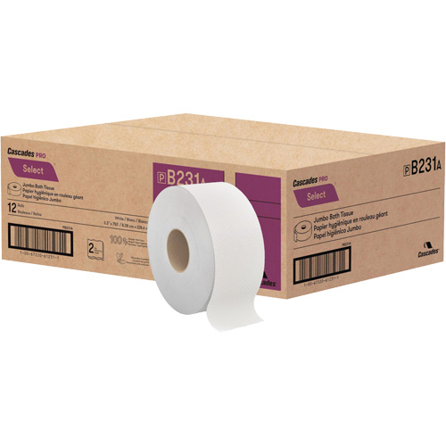Pro Select&reg; Toilet Paper, Jumbo Roll, 2 Ply, 750' Length, White Distribution Élite MP