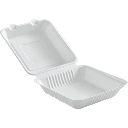 Contenants &agrave; charni&egrave;re pour nourriture compostable, Bagasse, Carr&eacute;e Distribution Élite MP