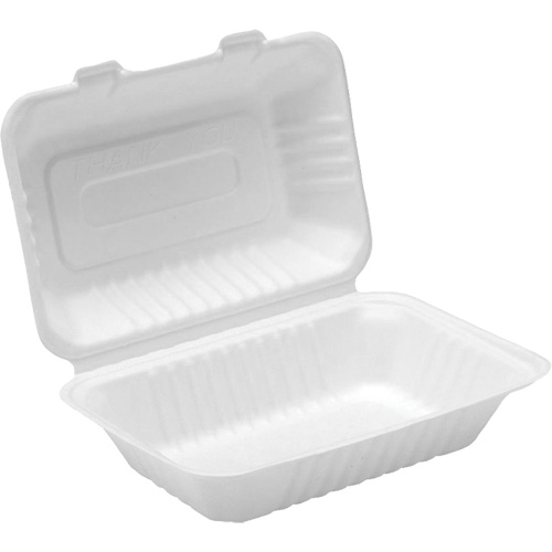 Contenants &agrave; charni&egrave;re pour nourriture compostable, Bagasse, Rectangulaire Distribution Élite MP