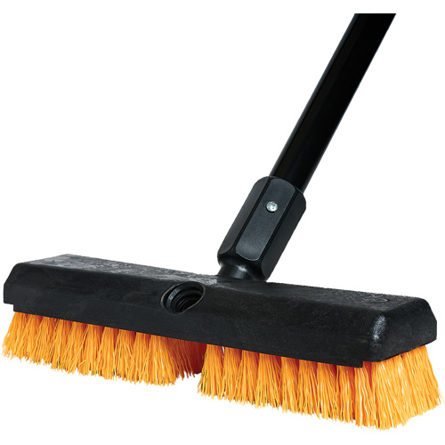 Brosse de nettoyage avec manche, 10" l, Soies Polypropyl&egrave;ne, Noir/Rouge Distribution Élite MP