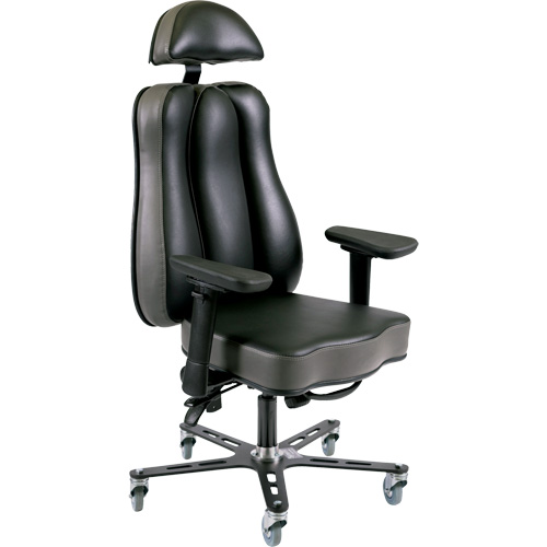 Chaise ergonomique 24 h Synergo II, Vinyle, Noir/gris, Capacit&eacute; 350 lb Distribution Élite MP