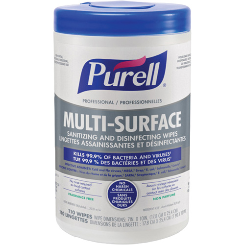 Professional Multi-Surface Sanitizing & Disinfecting Wipes, 7" x 10", 110 Count Distribution Élite MP
