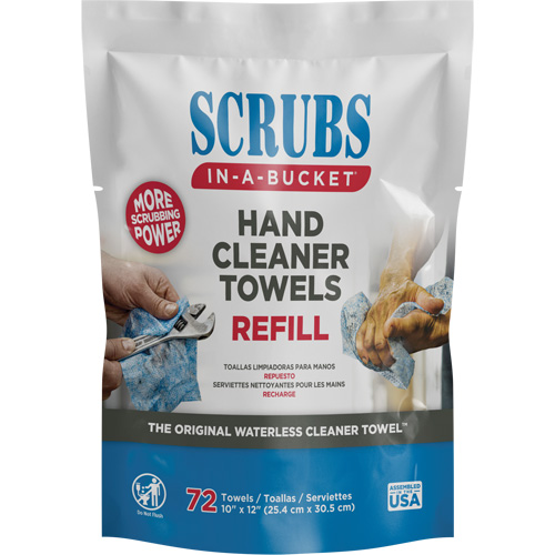 Recharge d'essuie-mains nettoyants, 72 lingettes, 10" x 12" Distribution Élite MP