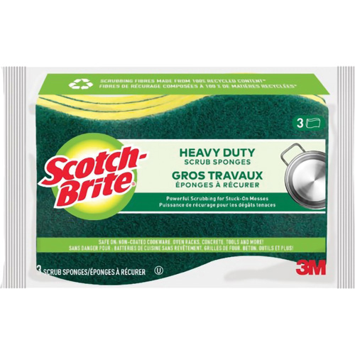 Scotch-Brite&reg; Heavy Duty Scrub Sponge, Scrubbing, 2-3/5" W x 4-2/5" L Distribution Élite MP